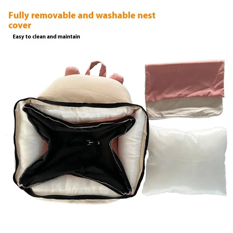 Four Seasons removable washable car kennel for dogs in beige colours, shown in M and L sizes.