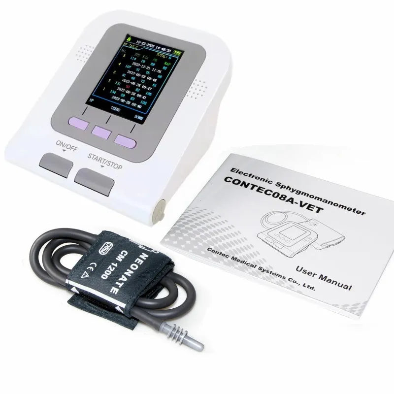 CONTEC08A veterinary digital blood pressure monitor with colour screen and cuff for animals
