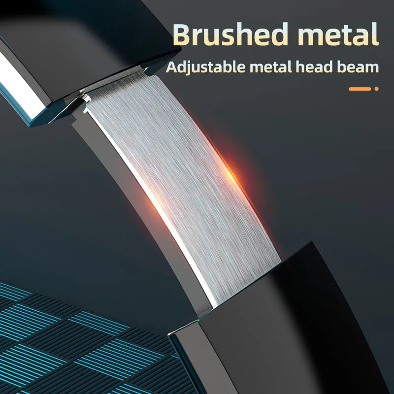 Wireless folding Bluetooth 5.0 headset with 10 metre range, stereo sound, and colour options.