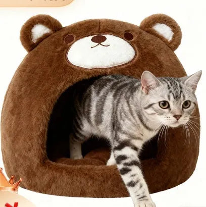 Closed white faced bear cat nest 42 by 42 by 33 cm cloth construction