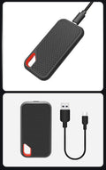 Black external SSD mobile solid state drive with USB Type-C 3.1 interface