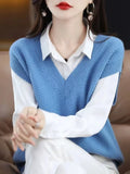 V-neck sleeveless knitted pullover vest with a raised 3D pattern in beige.