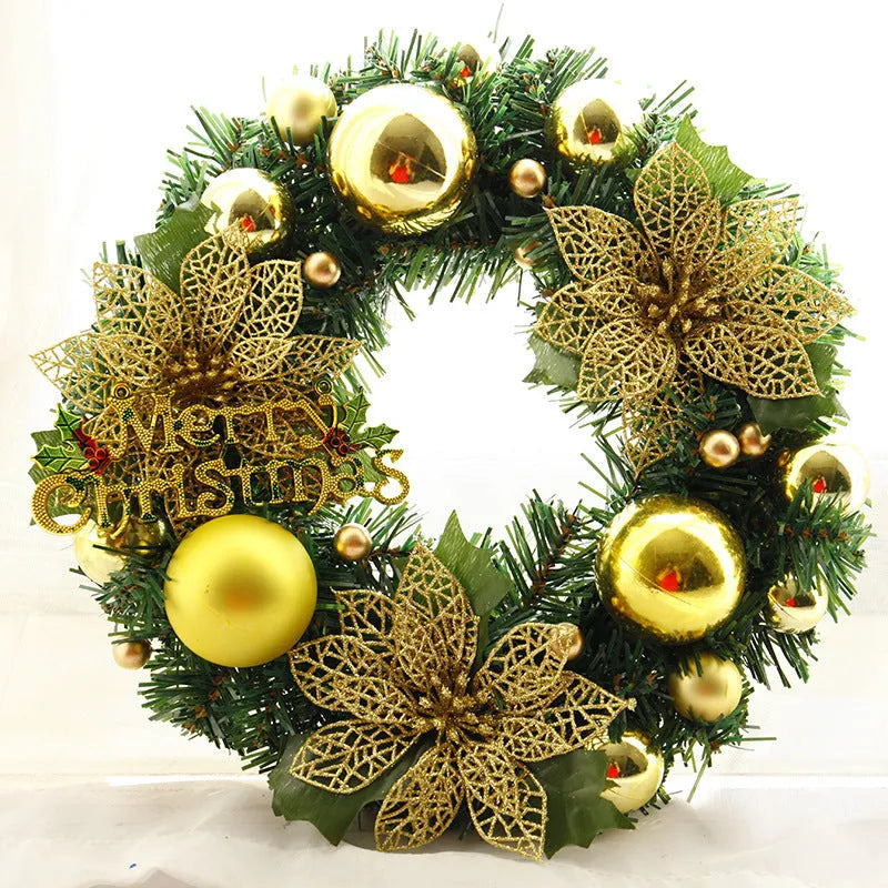 A round 30cm multicolour plastic Christmas wreath with festive leaves, shown in a choice of six colours.