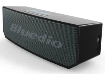 Black BS-6 Cloud Smart Speaker with micro-USB port and compact design.