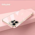 6D straight edge electroplating phone case for iPhone 16 in mint green colour, showing back and side view.