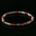 Bohemian cylindrical natural stone beads string bracelet for men with hand-woven construction