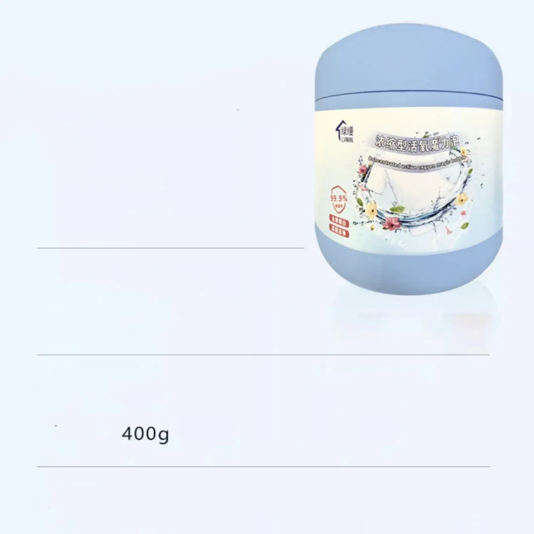 400g bottle of active oxygen bleaching powder for household clothes stain removal.