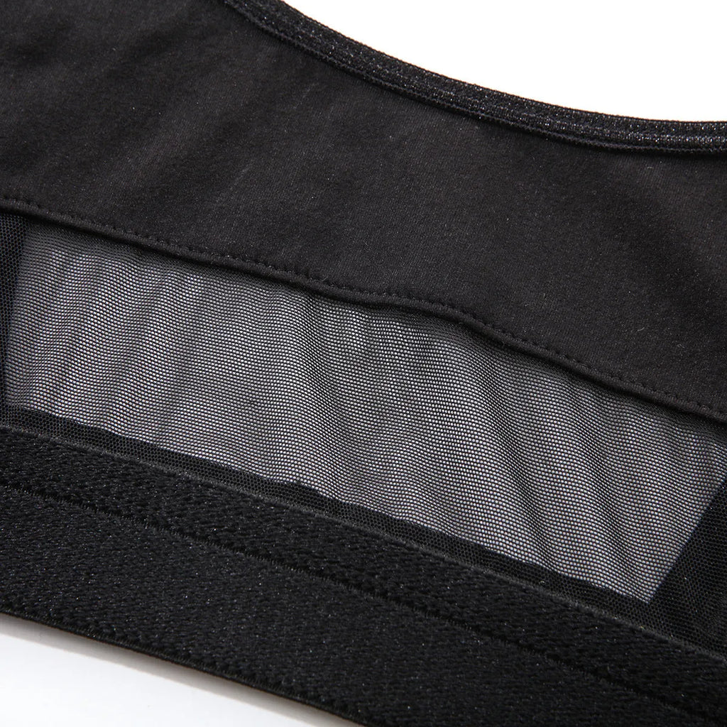 Black women's bra and pants underwear set with full cup and double shoulder straps.