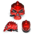 Double-sided motorcycle helmet with skull art design in black, gray, or red
