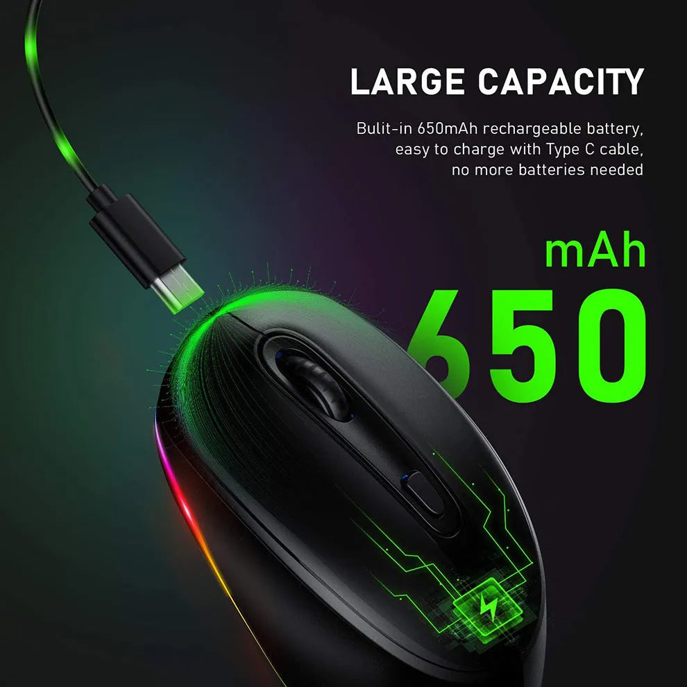 24g lightweight wireless rechargeable mouse with USB cable in multiple colour options