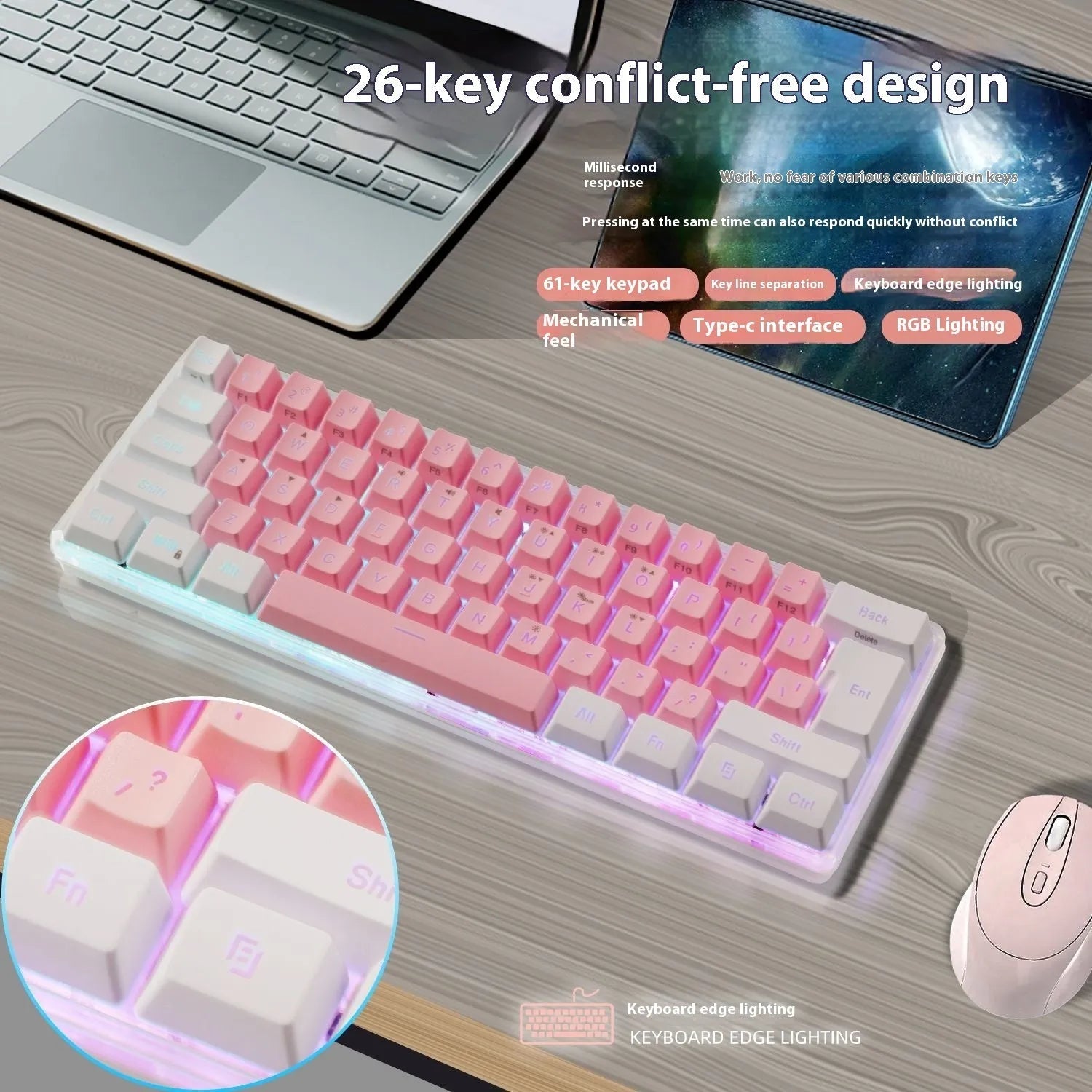 Simple Home Small RGB keyboard with K401 black finish, compact 30cm size, and colour backlighting