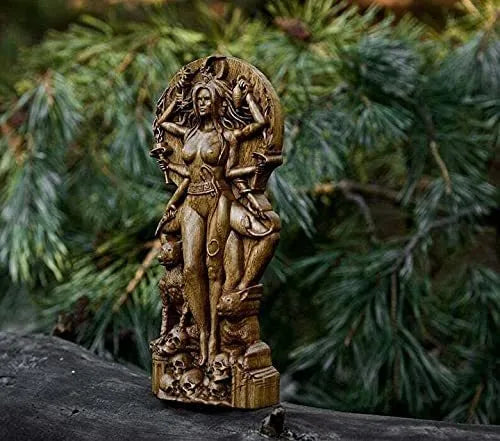 Detailed synthetic resin Greek goddess statue for altar or garden, 22cm tall in three colour options.