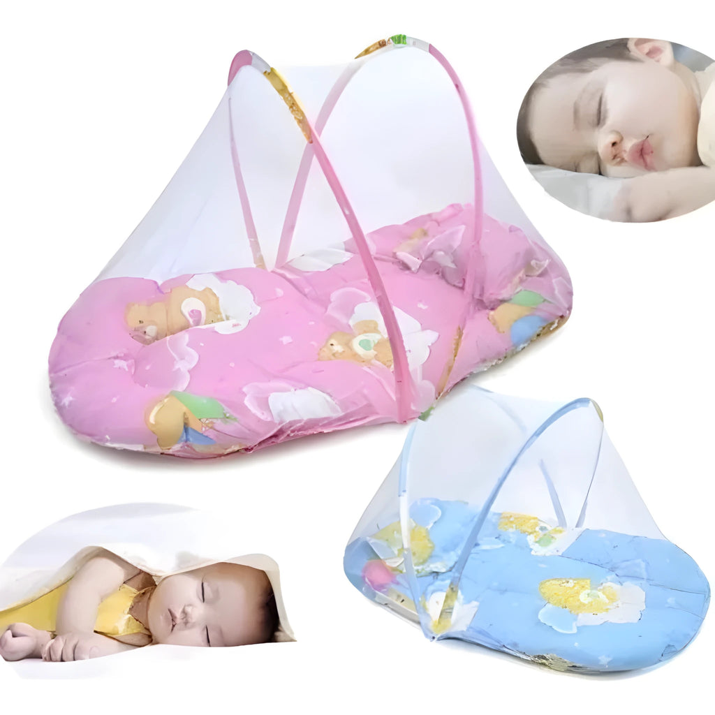 Portable folding mosquito net tent for infants with stainless steel bracket in blue colour