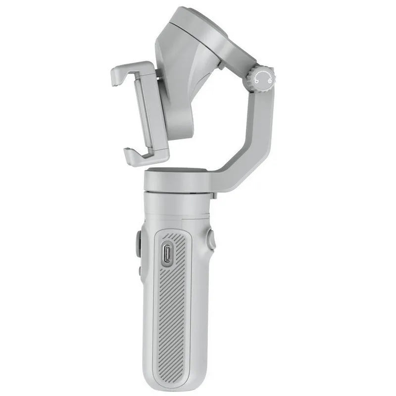 Handheld three-axis Bluetooth phone stabiliser with foldable ABS glass fibre body and tripod