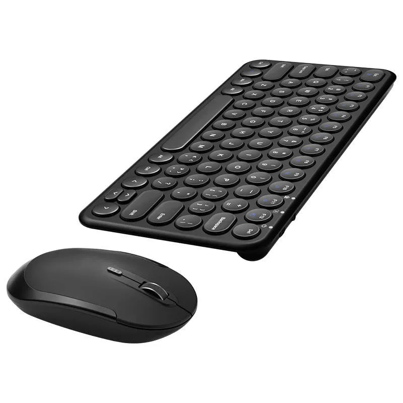 White ultra-thin wireless keyboard and mouse set on a desk.