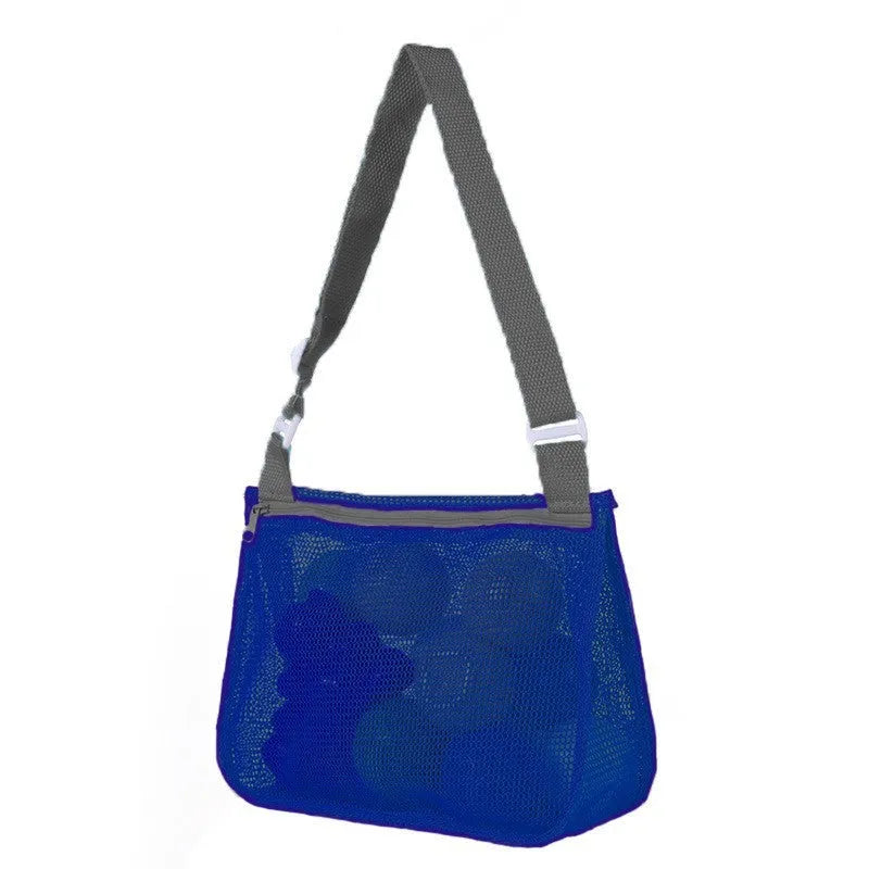 Blue nylon mesh children's travel storage bag with sealing function, 20x25x8 cm dimensions
