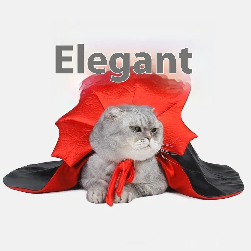 Black and red Halloween pet costume for cats and dogs with polyester fabric and free size fitting