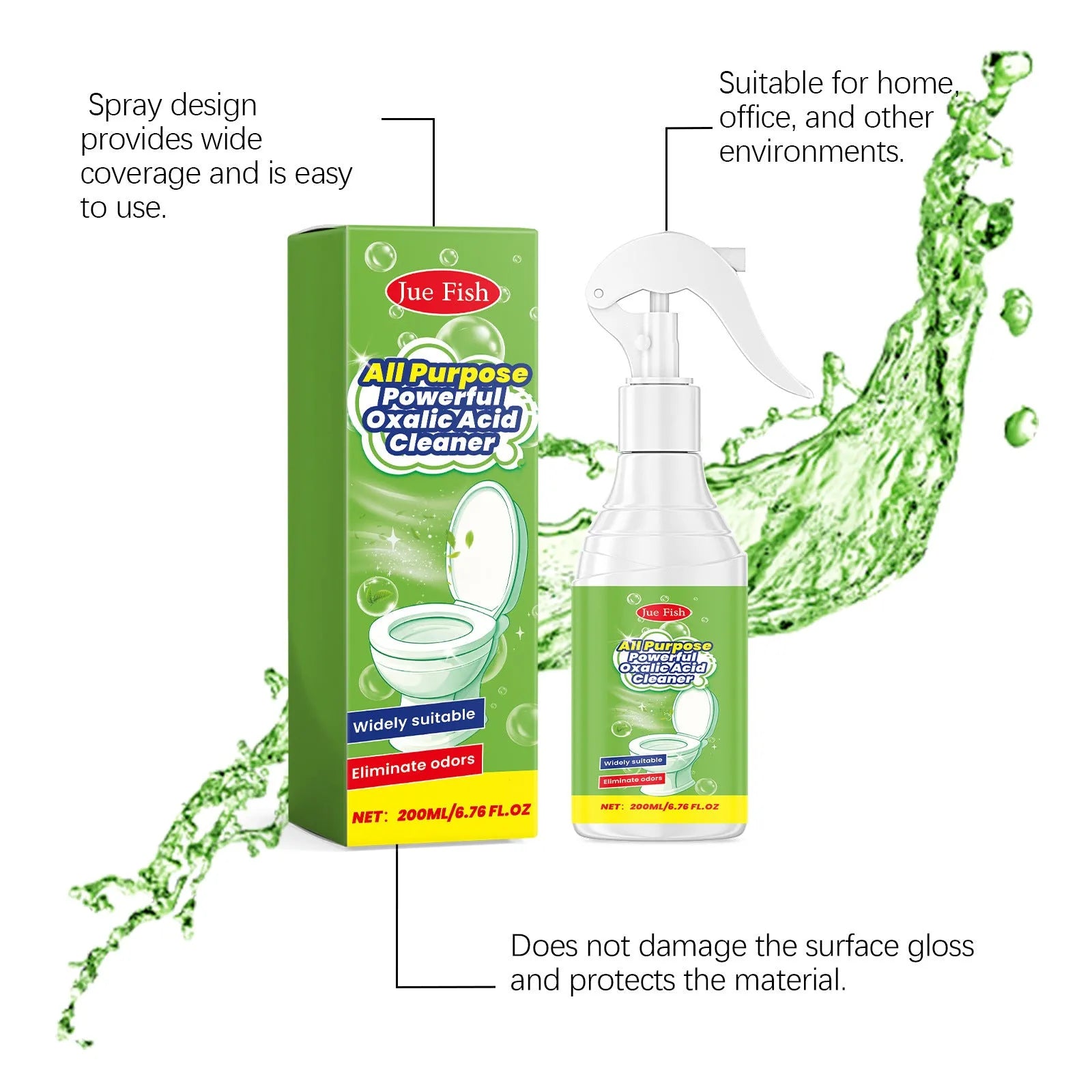 200ml multi-functional household grease cleaning spray bottle measuring 5.5x13.6cm with spray nozzle