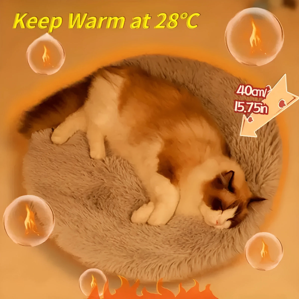 Cat smart electric blanket, 40cm diameter, cloth, three-speed constant temperature, available in seven colours