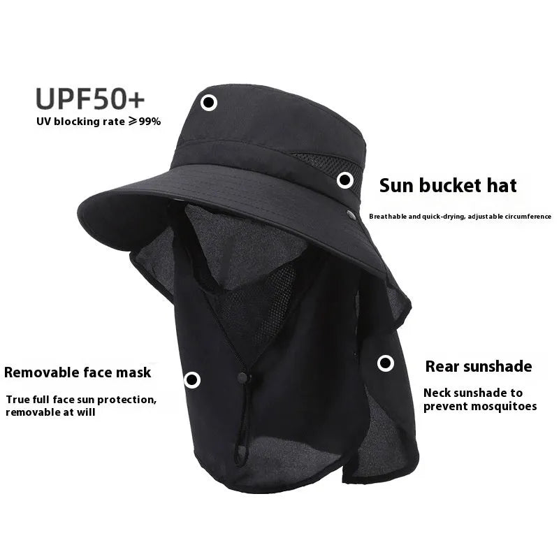 Men's wide brim fisherman hat in polyester fabric with adjustable fit for sun protection