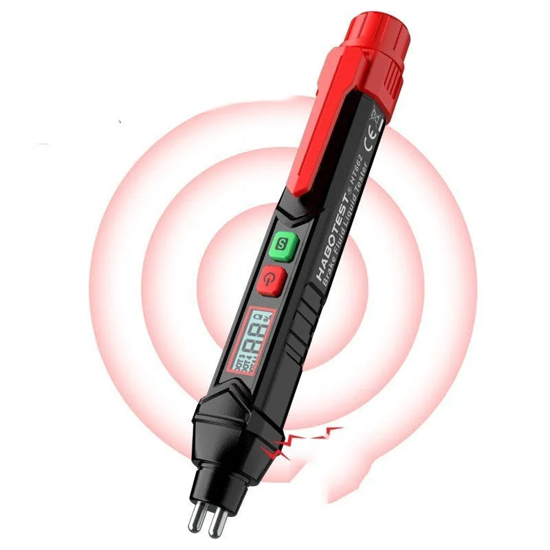 Digital brake fluid tester pen with LED display for automotive diagnostics