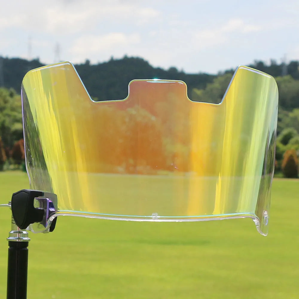 Multicolour rugby helmet goggles made from high-strength impact-resistant material, showing tool-free attachment points