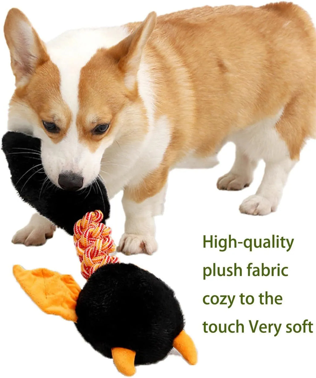 Cartoon-design plush dog toy with black, green, and red colour options on a white background.