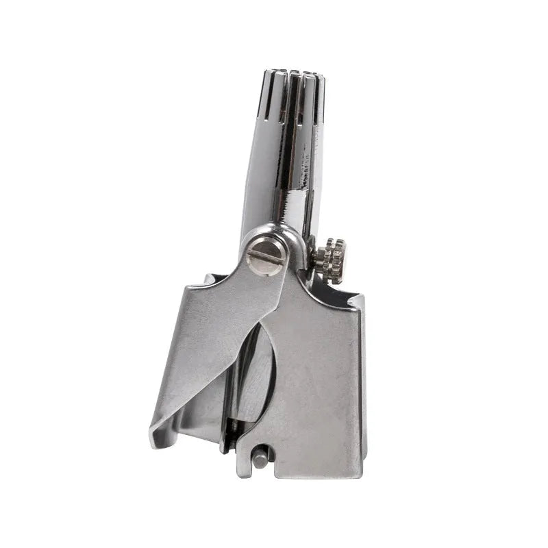 Nose hair trimmer with stainless steel rotary blades, compact 4.5cm body, waterproof, matte or golden finish
