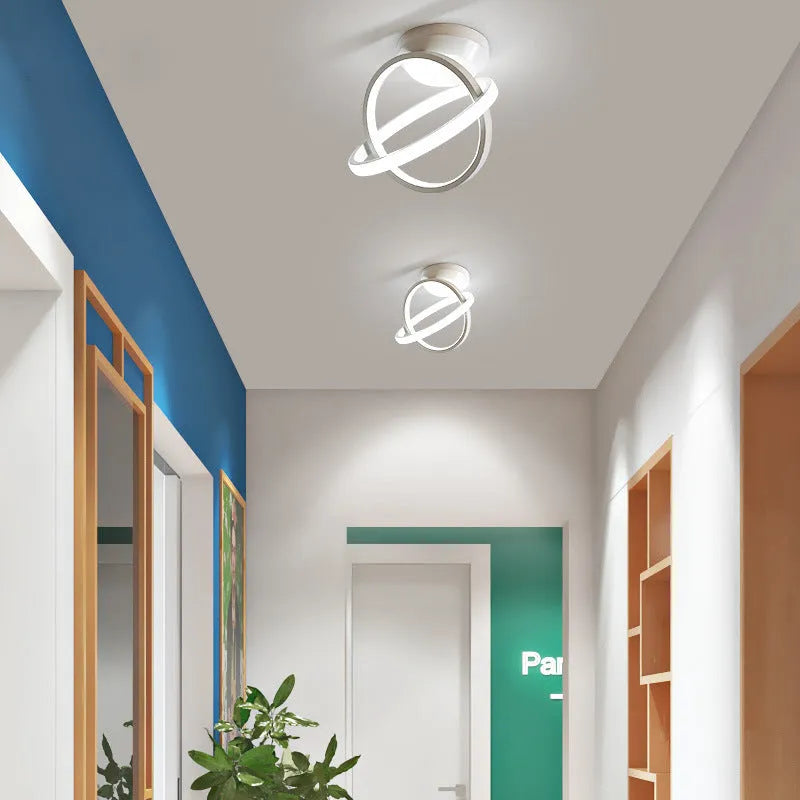 Modern LED ceiling light with round acrylic shade, 29W, suitable for hallway and corridor, black or white finish