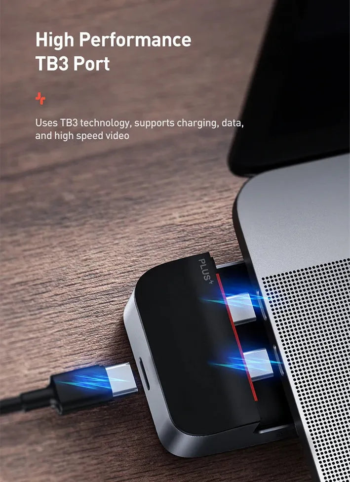 Mecha Era space grey aluminium alloy multifunctional HUB with USB3.0, HDMI, RJ45, Type-C and 3.5mm audio ports