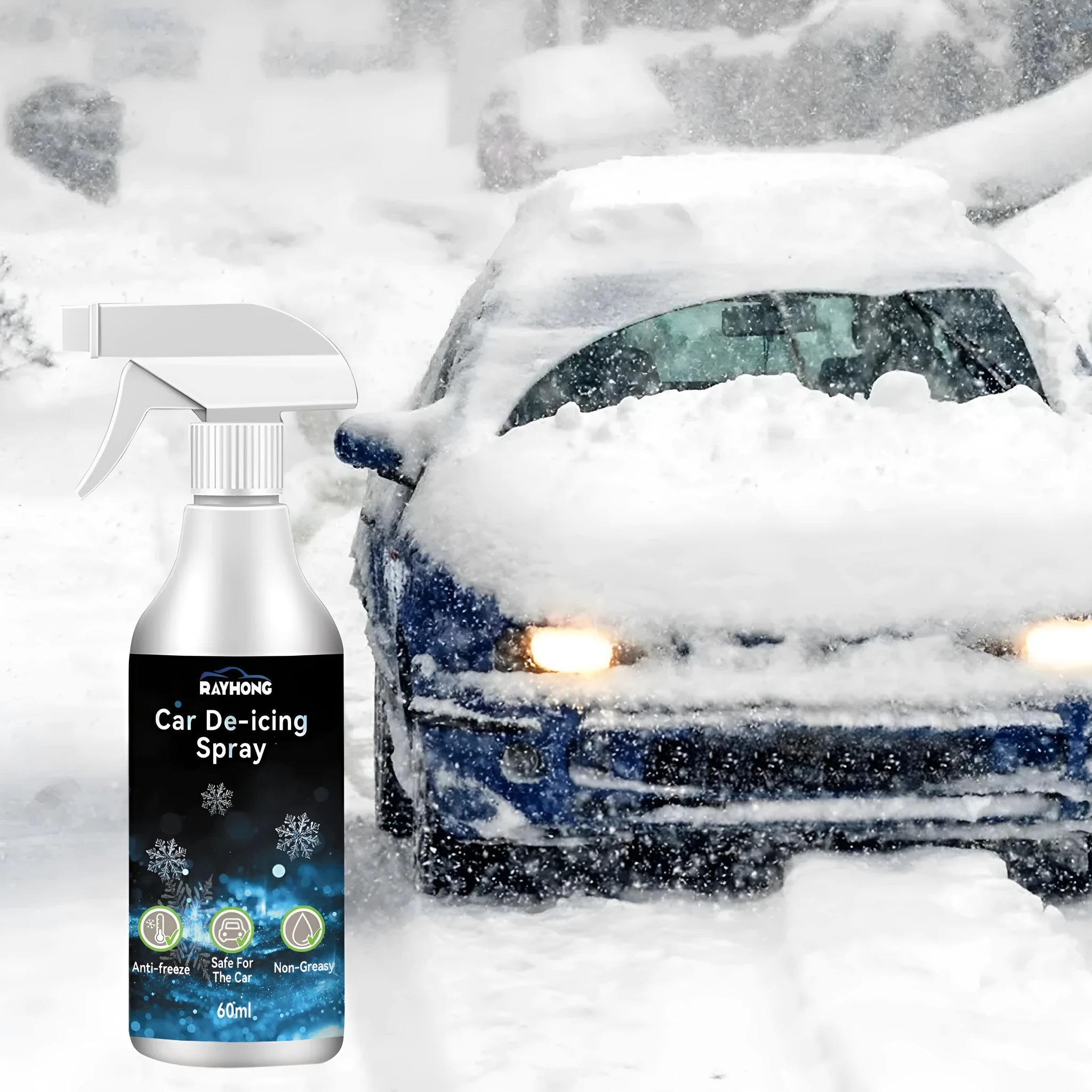 60ml car window deicing spray bottle for frost and snow removal