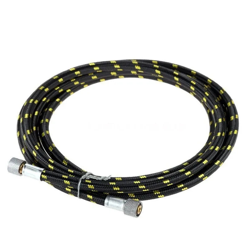Braided nylon airbrush hose 1.8m black with rubber core and standard fittings