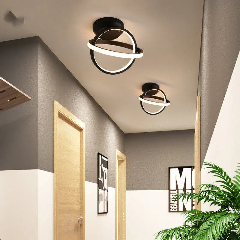 Modern LED ceiling light with round acrylic shade, 29W, suitable for hallway and corridor, black or white finish