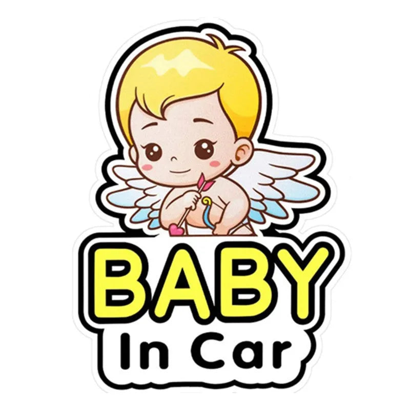 Reflective baby on board car sticker in multiple design options including angel and bottle motifs