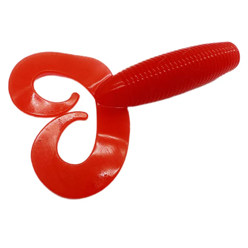 4.3g 67mm TPR soft lure with double tail and rolled tail maggot profile in seven colours