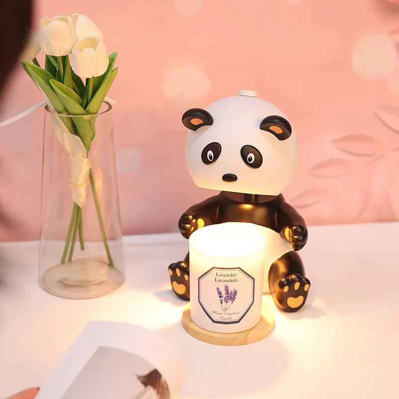 Panda aromatherapy wax home table lamp with soft night light and timer, modern simplicity style