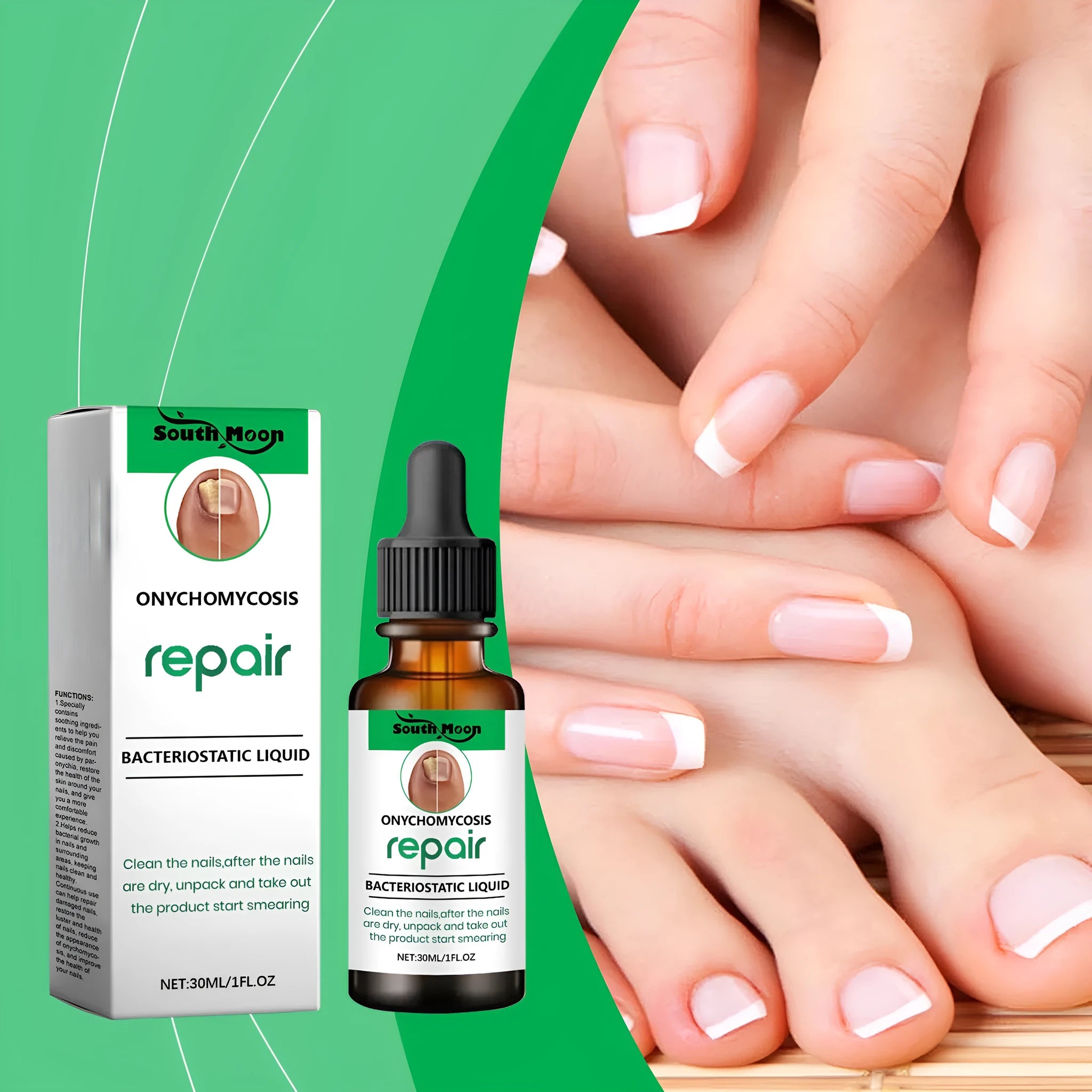 30ml bottle of clear nail care nursing solution for gentle cleaning