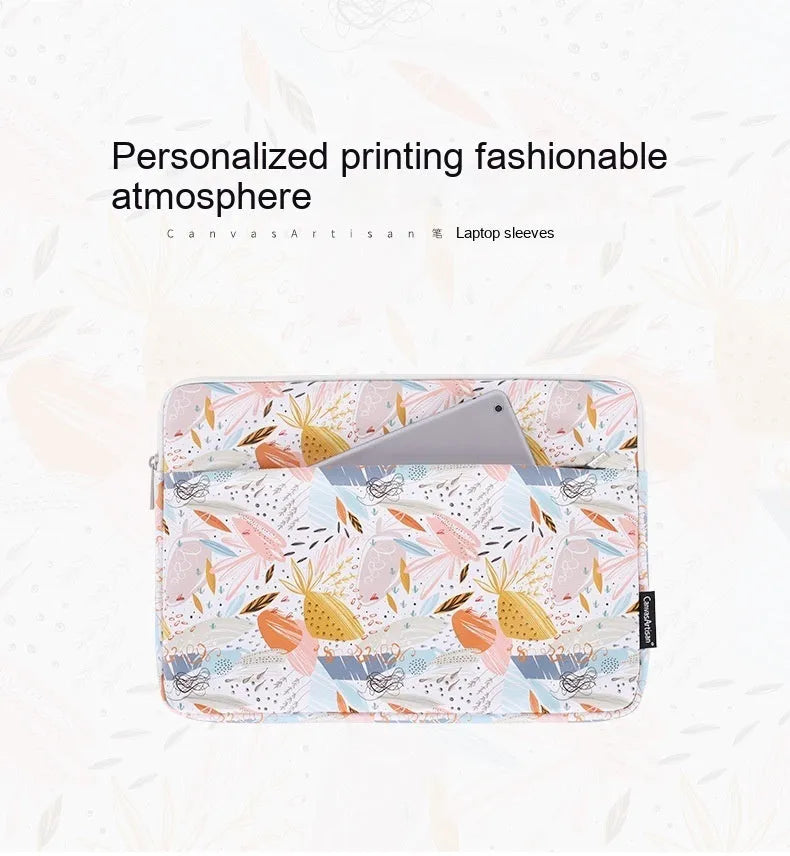White PU leather waterproof laptop inner bag showing multiple size options from 11 to 15 inches