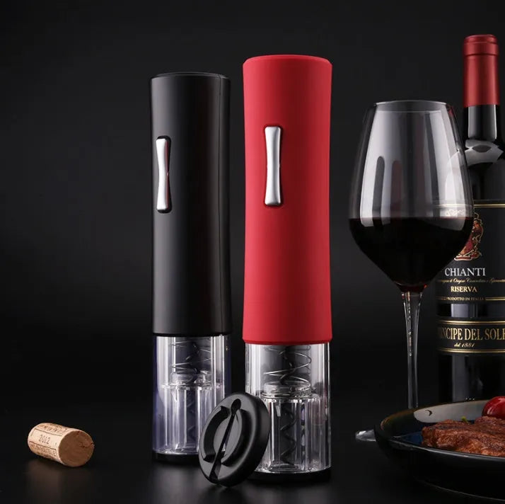 Electric wine opener set in black or red with foil cutter, 23cm ABS and aluminium alloy body