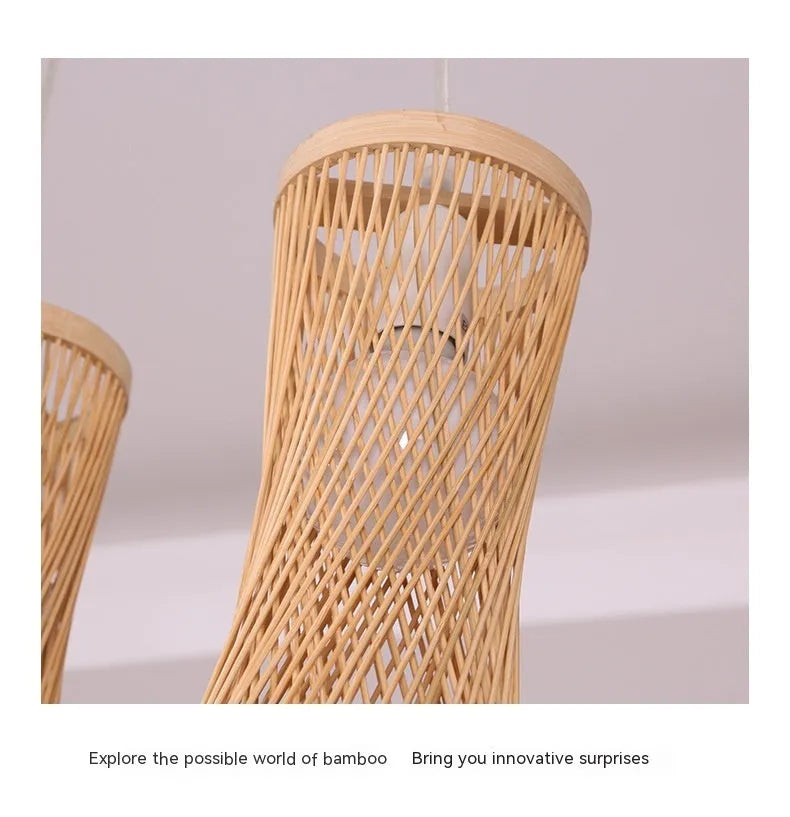 Japanese New Chinese style bamboo artwork chandelier with black disc for restaurant ceiling