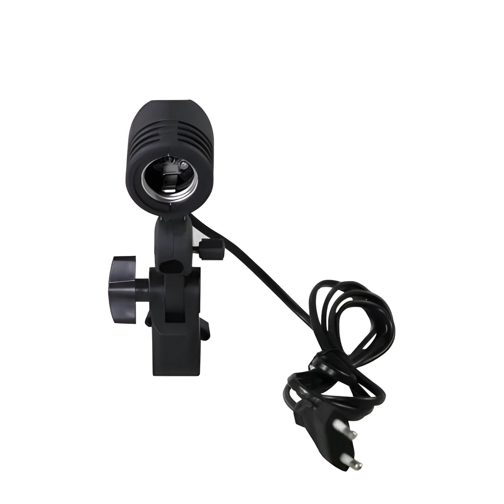 Black nylon universal photography lamp holder with E27 port and long power cords