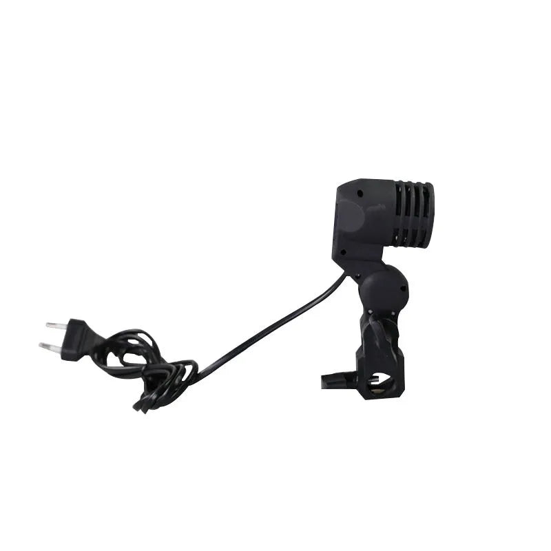 Black nylon universal photography lamp holder with E27 port and long power cords