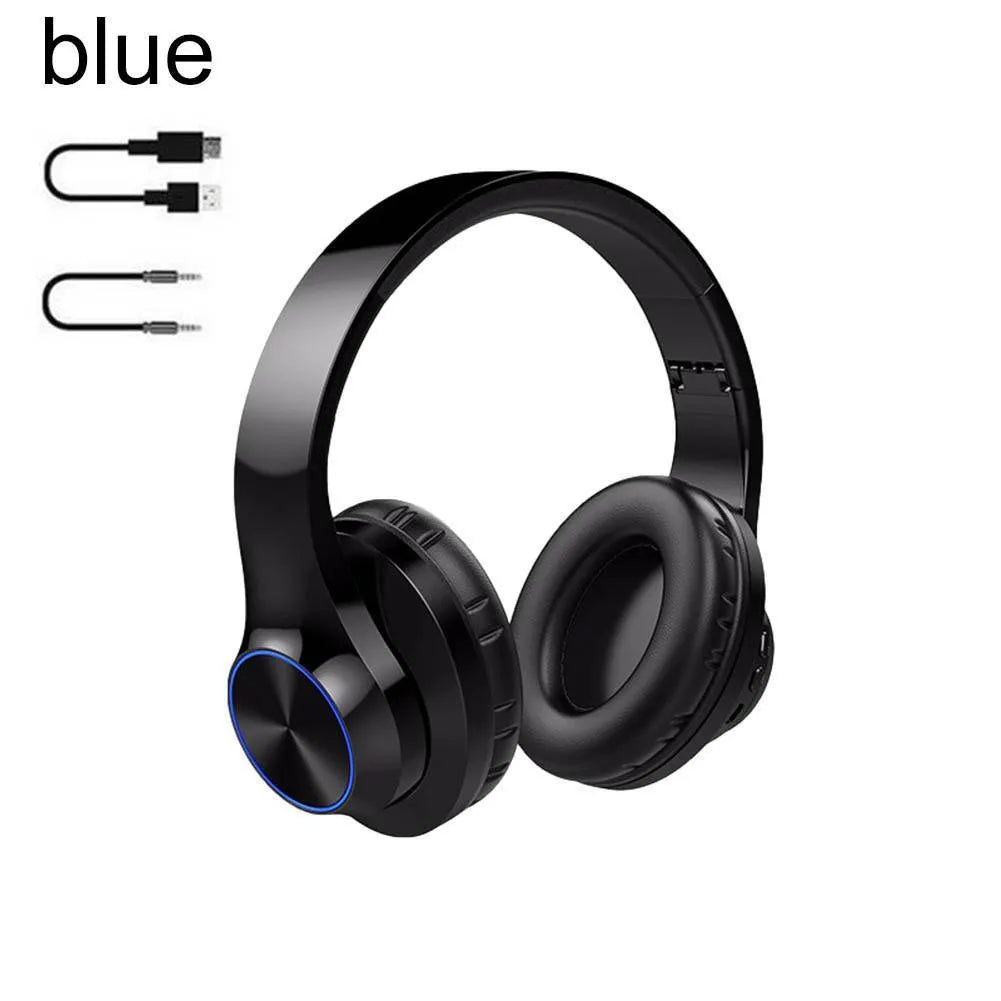 A11 wireless Bluetooth headset in blue or white colours, showing head-mounted design with bilateral earpieces.