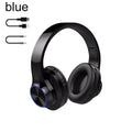 A11 wireless Bluetooth headset in blue or white colours, showing head-mounted design with bilateral earpieces.