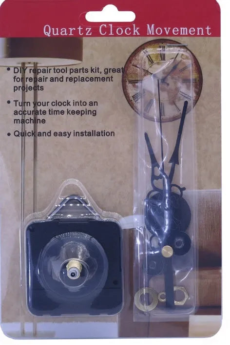 Quartz clock movement with silent sweep second hand and three style options for DIY replacement