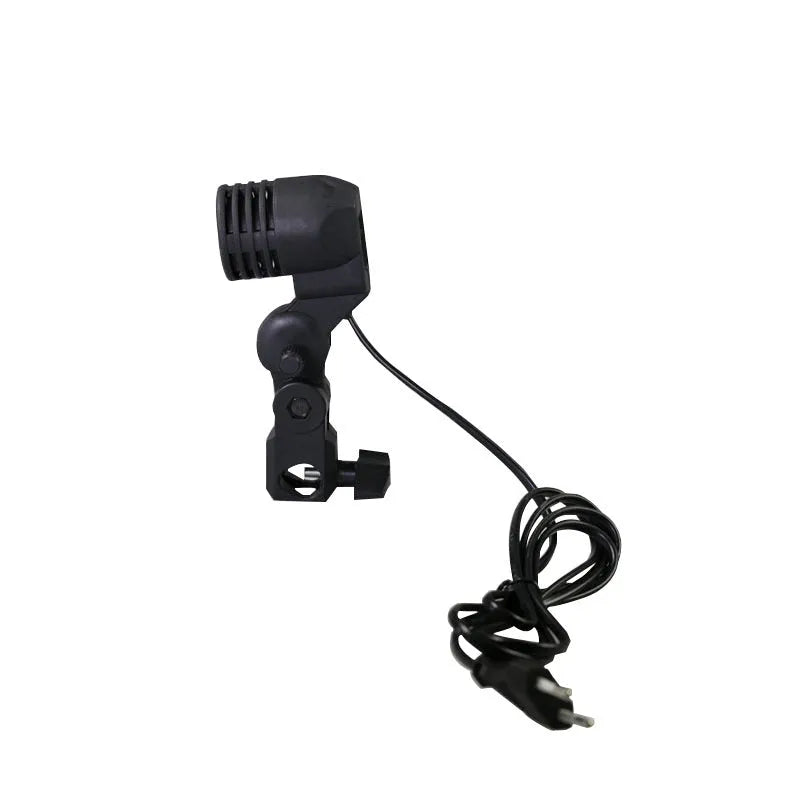 Black nylon universal photography lamp holder with E27 port and long power cords