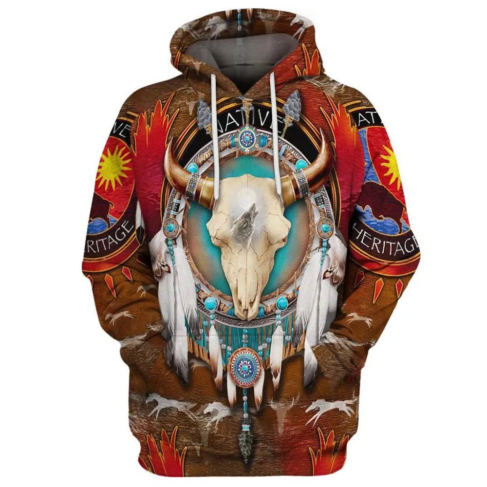 Men's hooded sweatshirt with digital 3D print in polyester fibre, loose fit, available in multiple colours and sizes