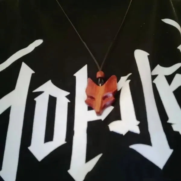 Wooden fox necklace for women, pine pendant with modern simplicity style, deer or fox motif option