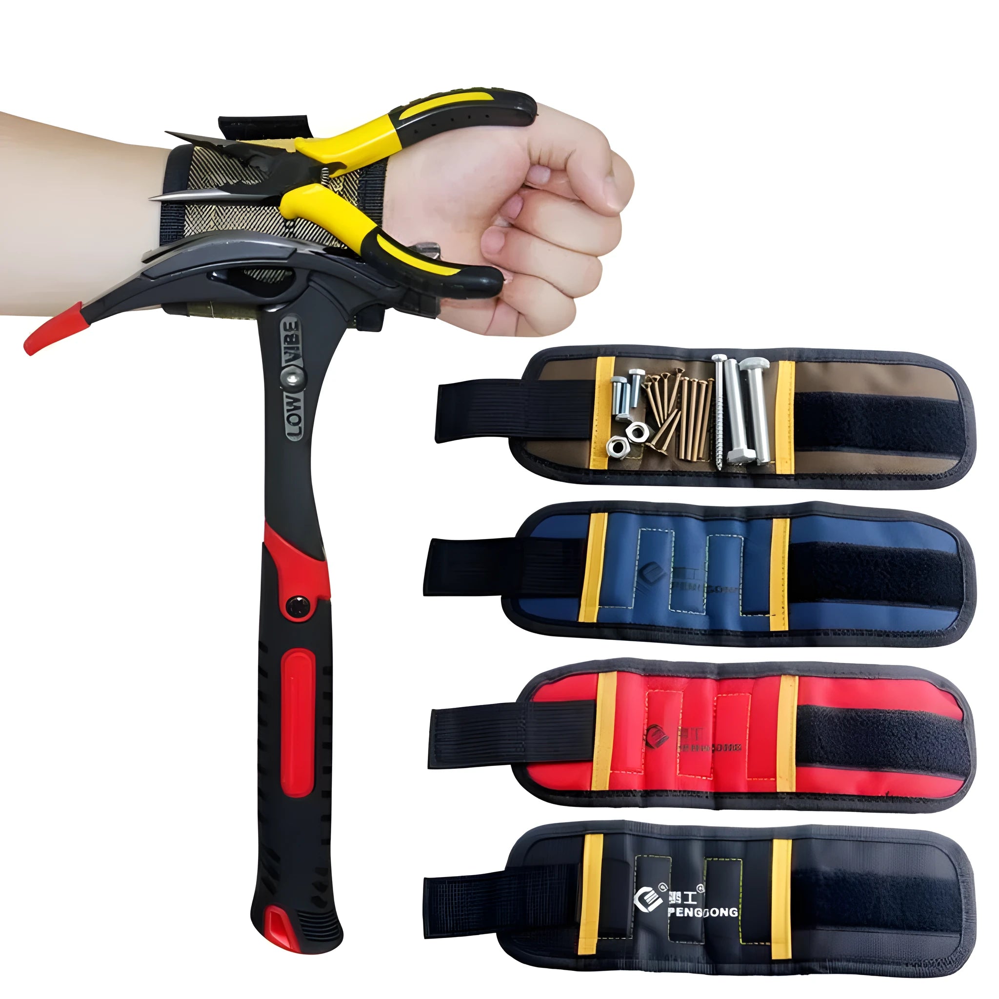 Powerful magnetic wristband in black with super strong magnets and adjustable 1680D Oxford cloth strap