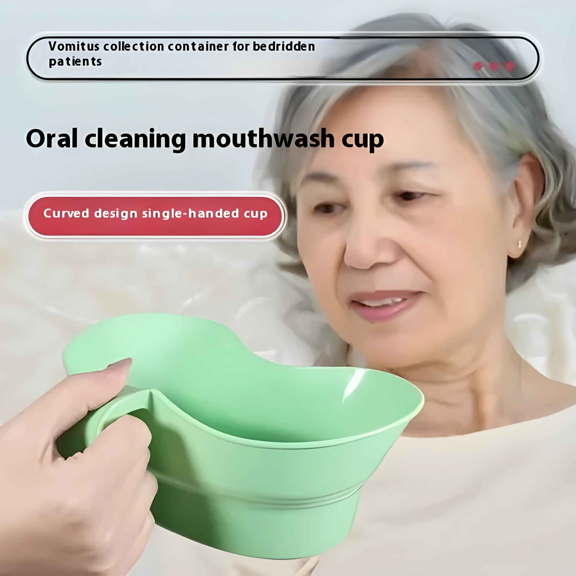 Green plastic nursing mouthwash cup for bedridden elderly oral care
